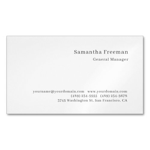 Traditional Classical Plain Black White Minimalist Business Card Magnet