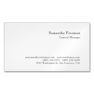Traditional Classical Plain Black White Minimalist Business Card Magnet