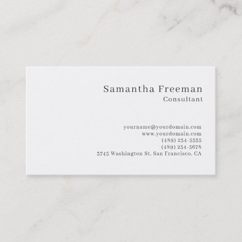 Traditional Clean Plain White Minimalist Business Card