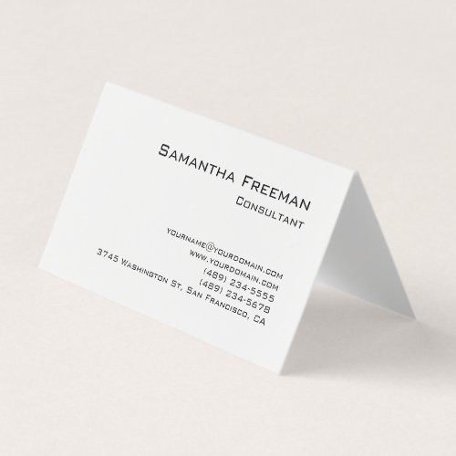 Traditional Clean Plain White Minimalist Business Card