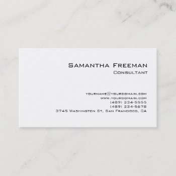 Traditional Clean Plain White Minimalist Business Card by hizli_art at Zazzle