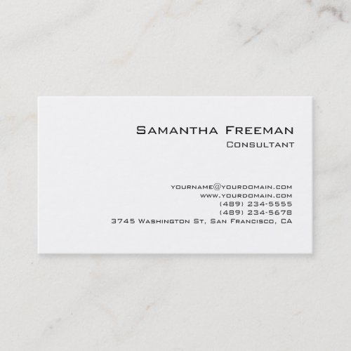 Traditional Clean Plain White Minimalist Business Card