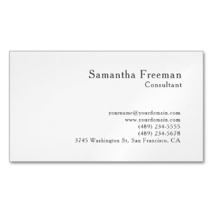 Traditional Clean Plain White Minimalist Business Card Magnet