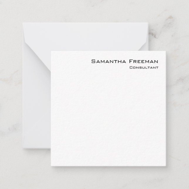 Traditional Clean Plain White Minimalist Note Card (Front)