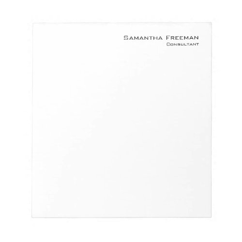 Traditional Clean Plain White Minimalist Notepad