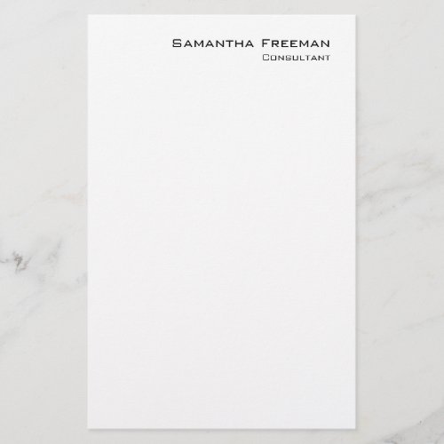 Traditional Clean Plain White Minimalist Stationery