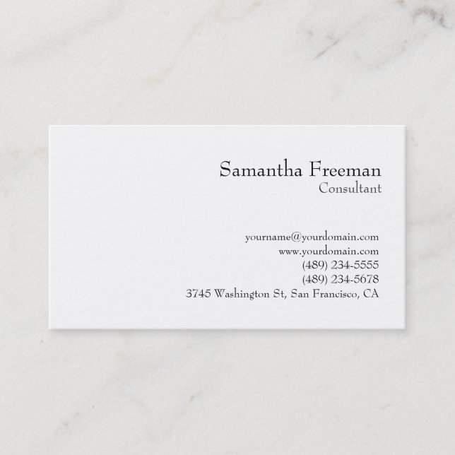Traditional Clear Black White Minimalist Business Card (Front)