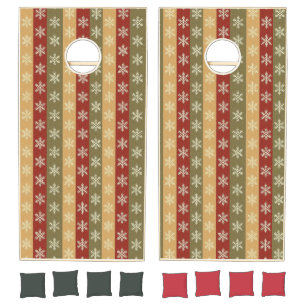 traditional colored Christmas snowflake striped Cornhole Set