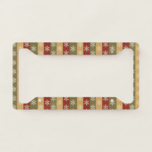 traditional colored Christmas snowflake striped License Plate Frame