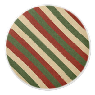traditional colored Christmas striped Ceramic Knob
