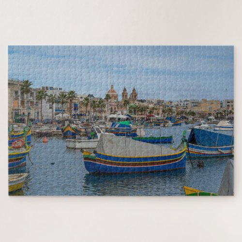 Traditional colorful fishing boats in Malta Jigsaw Puzzle