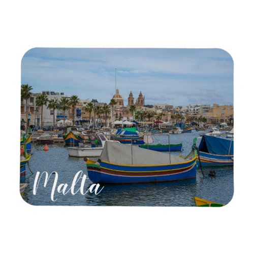 Traditional colorful fishing boats in Malta Magnet