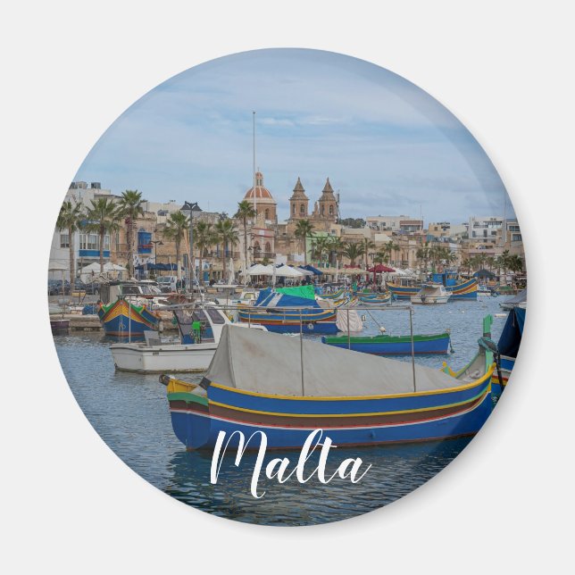 Traditional colorful fishing boats in Malta Magnet (Front)