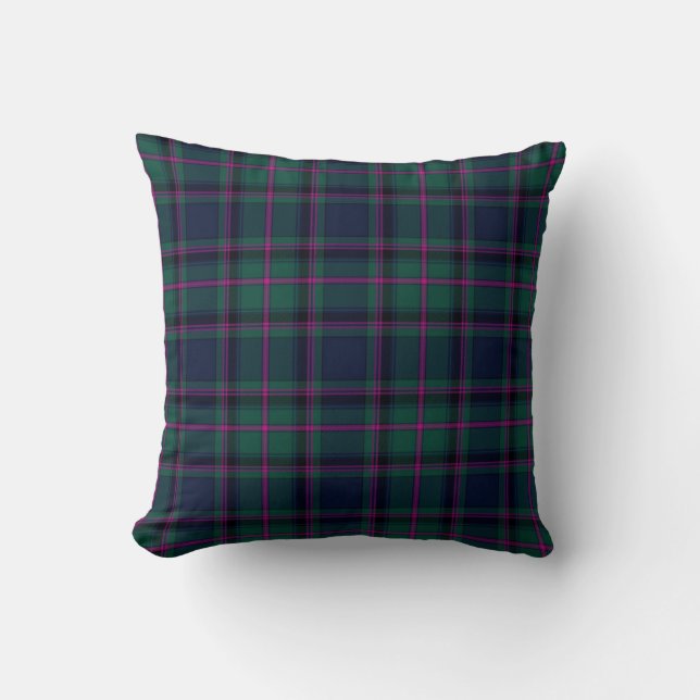 Traditional Cooper Clan Tartan Plaid Throw Pillow (Front)