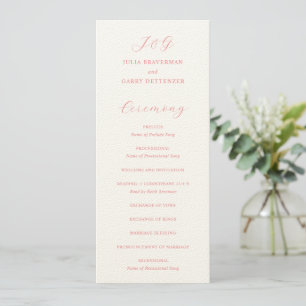 Traditional Coral Pink Elegant Wedding Program