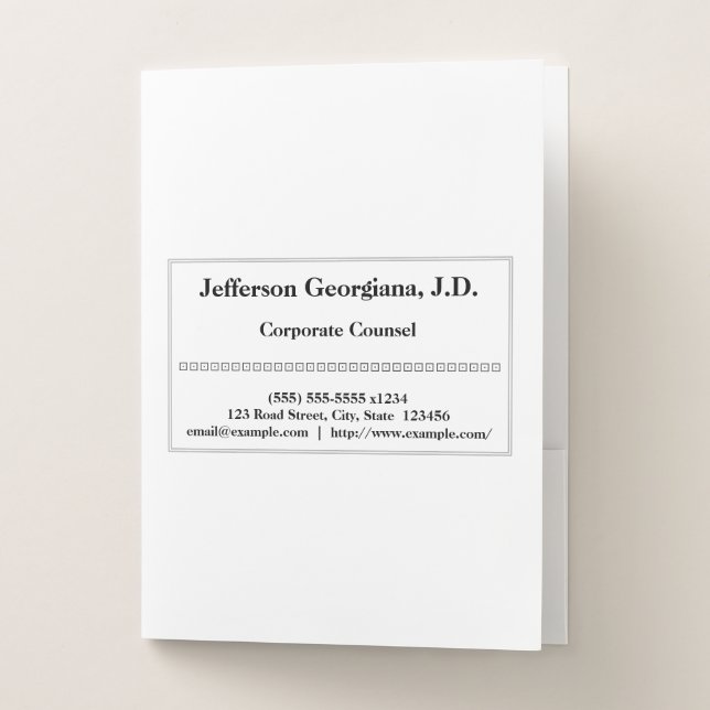 Traditional Corporate Counsel Pocket Folder (Front)