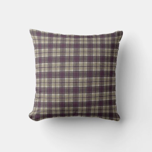 Traditional Cozy Comfy Brown Tartan Plaid Throw Pillow