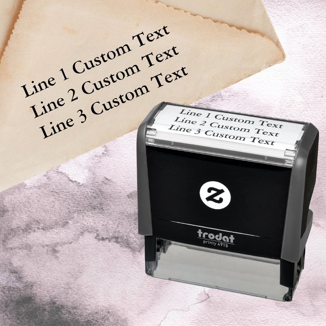 Traditional Custom Business 3 Lines of Serif Text Self-inking Stamp (Creator Uploaded)