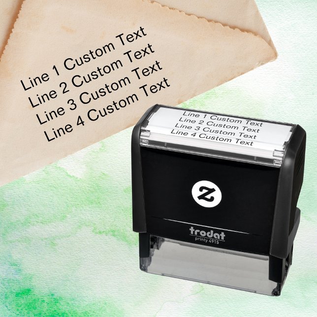 Traditional Custom Business 4 Lines of Serif Text Self-inking Stamp (Creator Uploaded)