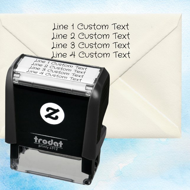Traditional Custom Business 4 Lines of Serif Text Self-inking Stamp (Creator Uploaded)