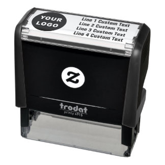 Traditional Custom Business 4 Lines with Logo Self Self-inking Stamp