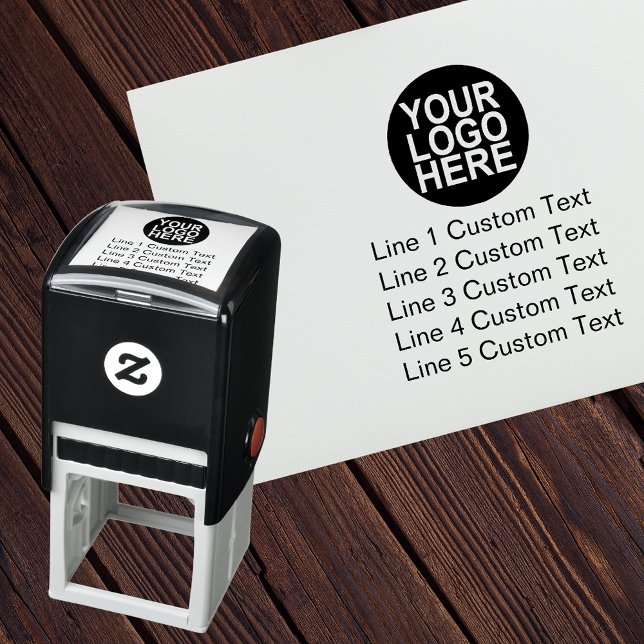 Traditional Custom Business 5 Lines With Logo Self-inking Stamp (Creator Uploaded)