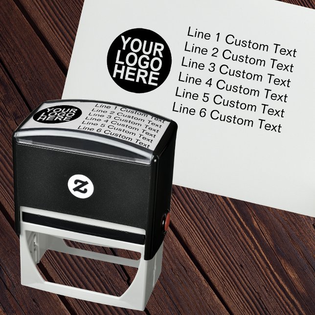 Traditional Custom Business 6 Lines with Logo Self-inking Stamp (Creator Uploaded)
