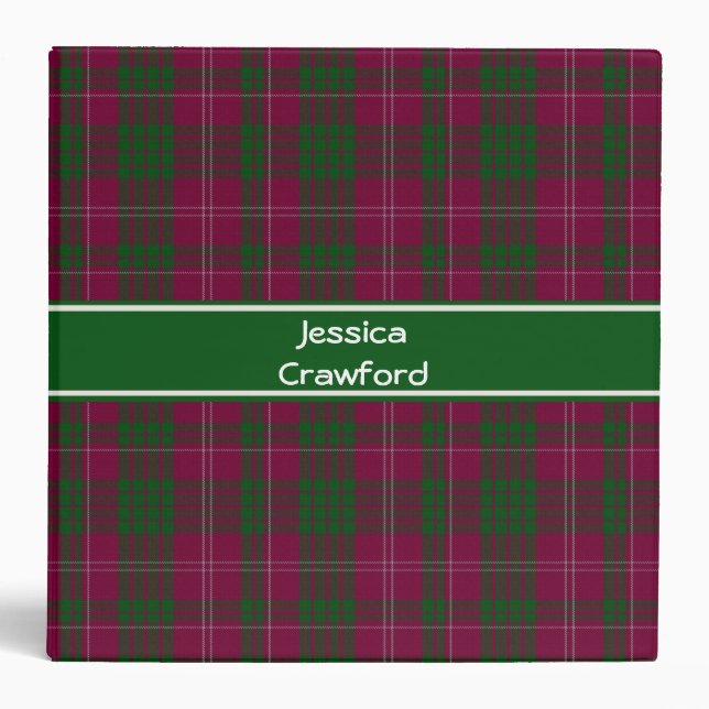 Traditional Custom Crawford Tartan Plaid Binder (Front)