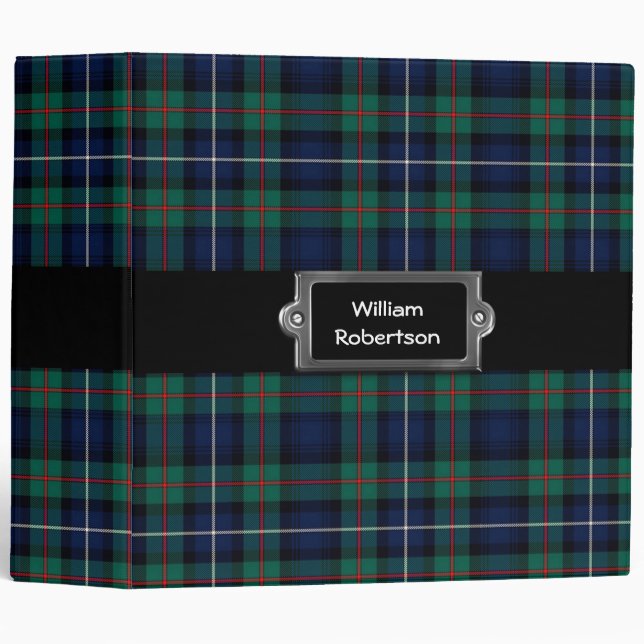 Traditional Custom Robertson Tartan Plaid Binder (Front/Spine)