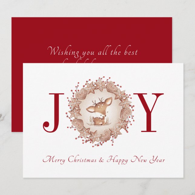 Traditional Cute Christmas New year Holiday Card (Front/Back)