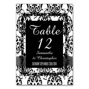 Traditional damask and black table number