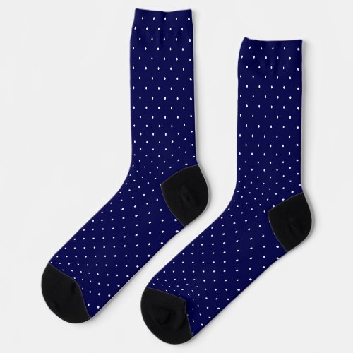 Traditional Dark Blue and White Polka Dots Socks