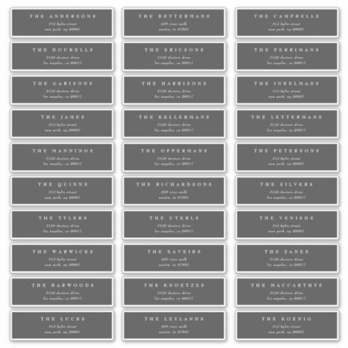 Traditional Dark Gray individual wedding address Sticker