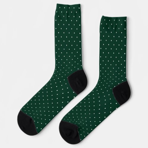 Traditional Dark Green and White Polka Dots Socks