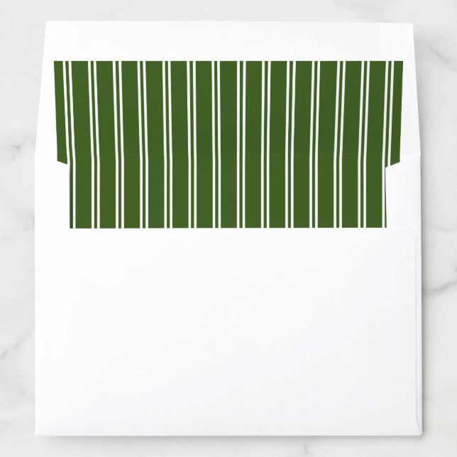 Traditional Dark Green and White Striped Patter Envelope Liner (In Envelope)
