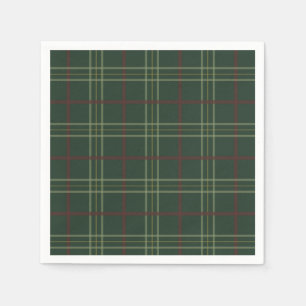 Traditional Dark Green Plaid Paper Napkins
