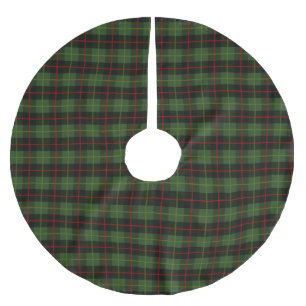 Traditional dark green red tartan plaid pattern brushed polyester tree skirt