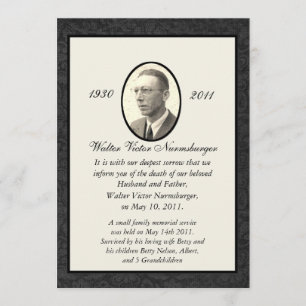 Traditional Death Announcement Card