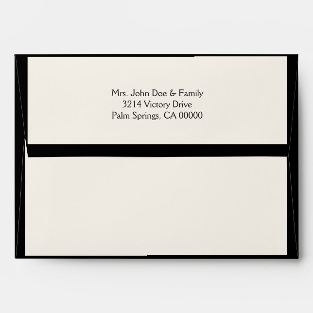 Traditional Death Announcement Ivory and Black Envelope (Back (Top Flap))