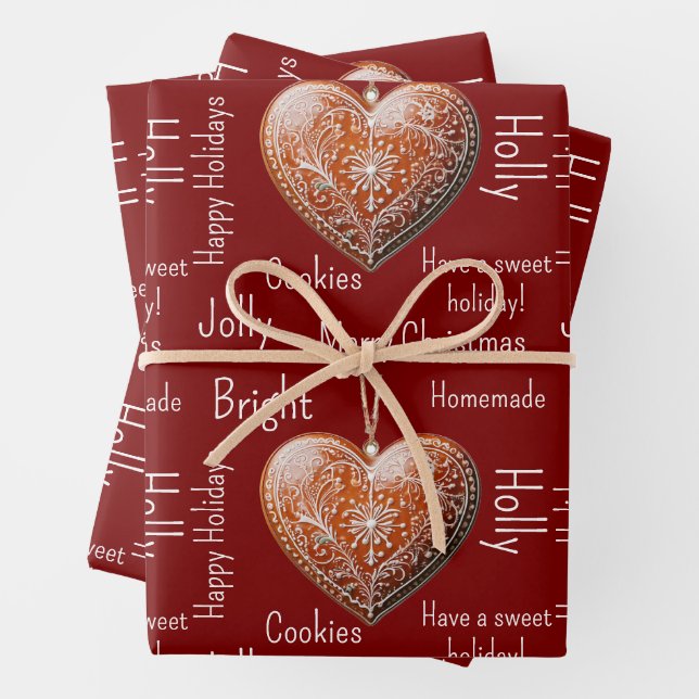 Traditional Decorated Christmas Cookie  Wrapping Paper Sheets (In situ)