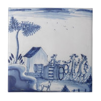 Traditional Delft Tile with Barrels-35