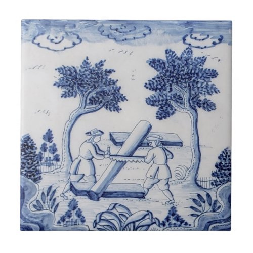 Traditional Delft Tile with Carpenters_33