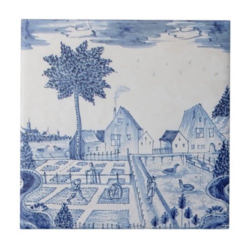 Traditional Delft Tile with Country Estate_32