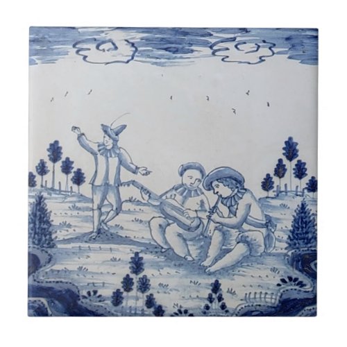 Traditional Delft Tile with Musicians_Dancer_36