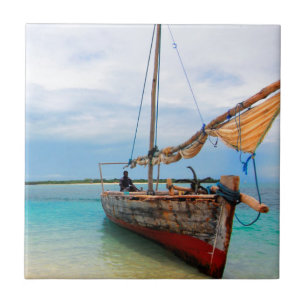 Traditional Dhow, Zanzibar, Tanzania Ceramic Tile