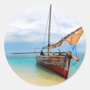 Traditional Dhow, Zanzibar, Tanzania Classic Round Sticker