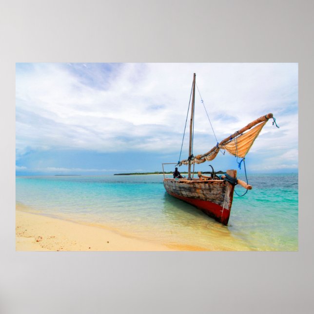 Traditional Dhow, Zanzibar, Tanzania Poster (Front)