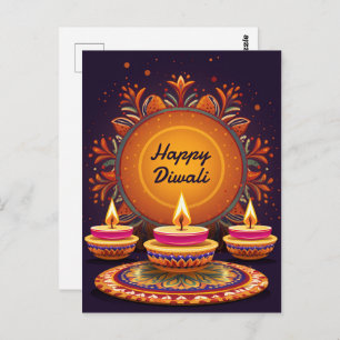 Traditional Diwali with Diyas Postcard