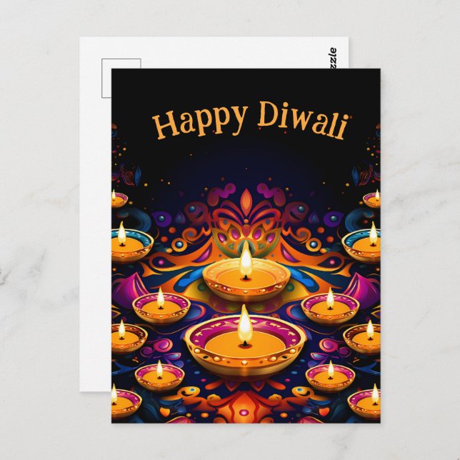 Traditional Diwali with Diyas Postcard (Front/Back)