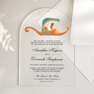 Traditional Doli Indian Bride Wedding Acrylic Invitations